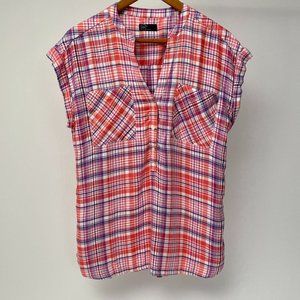 GAP Red and Purple Plaid Women's Top